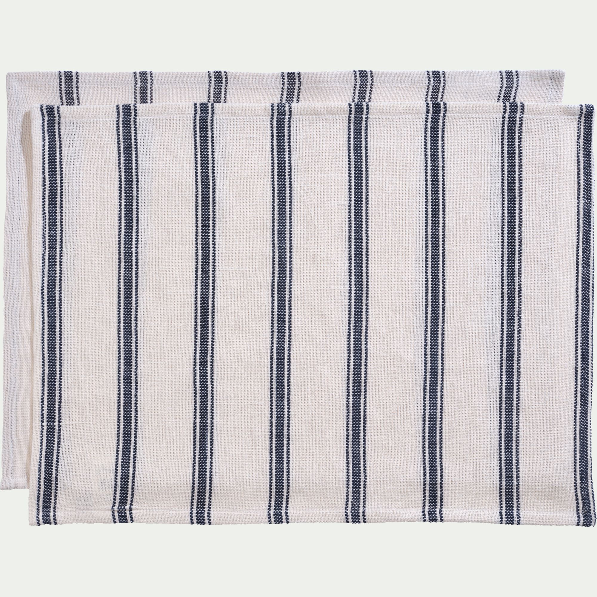PASSO - Lot de 2 sets de table en lin et coton 38x48cm - noir et blanc