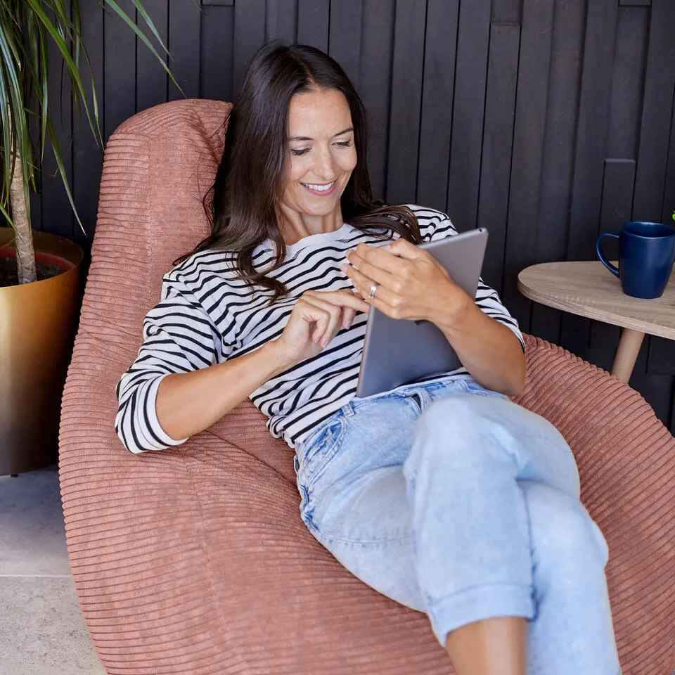 Set van 2 icon Zitzak Dalton - Corduroy Zitzak Volwassenen - Oud roze