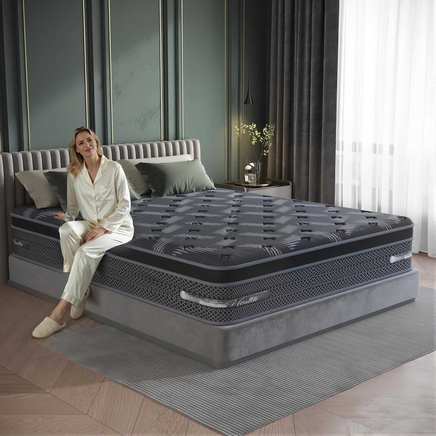 Queen Size Mattress 12 inch - 2026 Hybrid Firm Mattress in a Box Spring, Cooling Memory Foam, Pocket Springs, Medium Firmness for Pressure Relief, Motion Isolation, Edge Support, Side & Back Sleepers