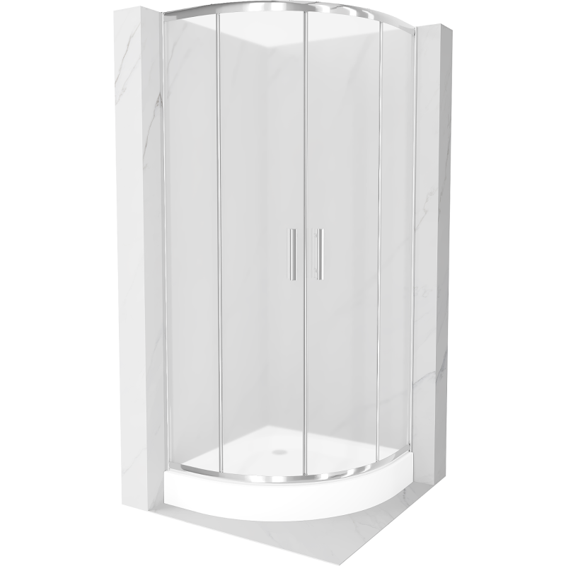 Kabina prysznicowa z brodzikiem Mexen półokrągła Rio 70x70 szron