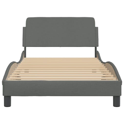 NNEVL Bed Frame with Headboard Dark Grey 107x203 cm Fabric