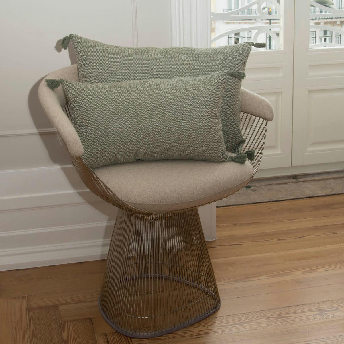 STOCKHOLM - Housse de coussin rectangle coton  60x40 vert olive