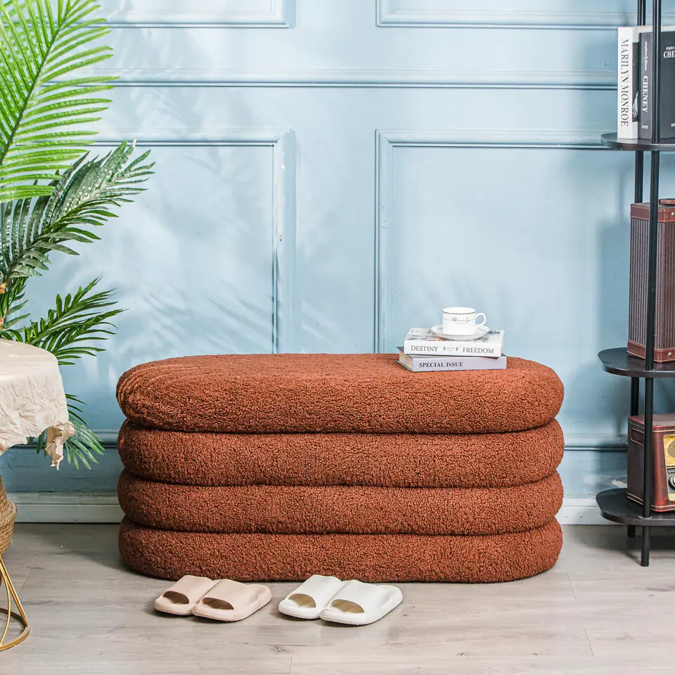 Bank met opbergruimte in terracotta lussen