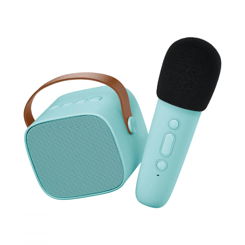 - Enceinte karaoké sans fil rechargeable silicone bleu