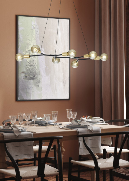 Lampa wisząca czarno-złota CROSS 7xE27x28W wym: 150x91x45 cm Trio