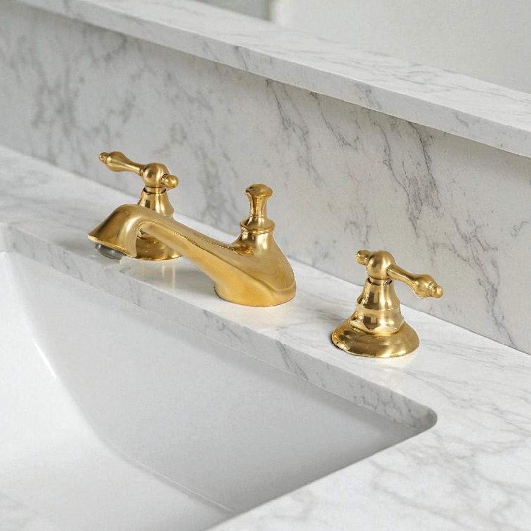 Charleston Widespread Bathroom Faucet – Unlacquered Brass