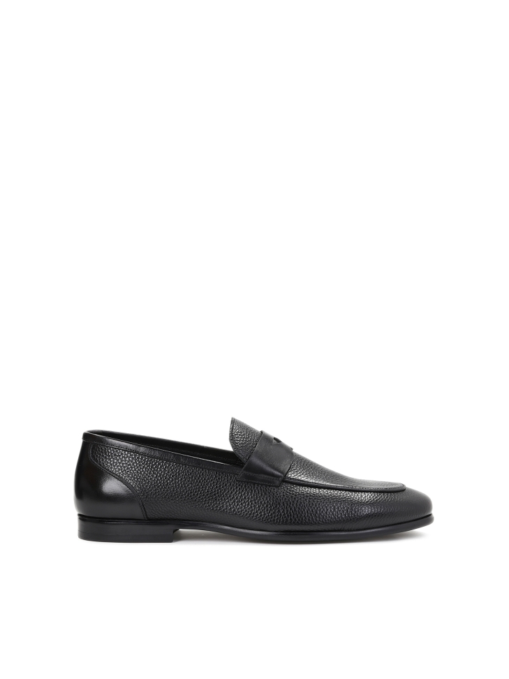 Men’s black grain‑leather slip‑on loafers