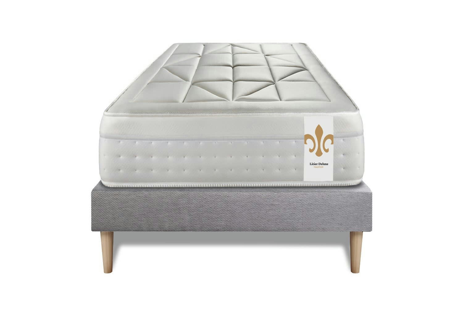 - Ensemble 90x200 Ressorts et mémoire de forme sommier Gris