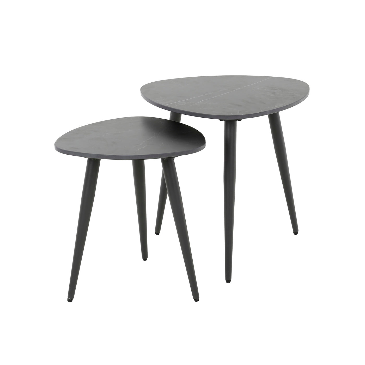 Giga Meubel Bijzettafel Ceramic Driehoekig - Zwart Keramiek - Set van 2