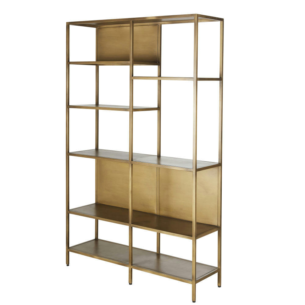 Peaky - Etagère industrielle en métal coloris laiton patiné et vieilli