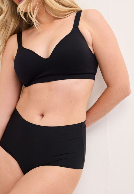 Womens 3pk Black High Waist No VPL Briefs