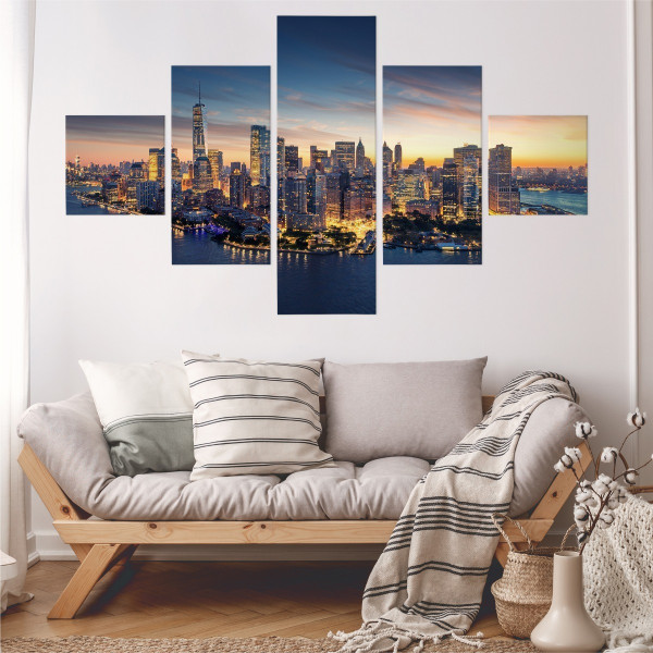 Obraz Wieloczęściowy Panorama Nowego Jorku 3D 150x90cm