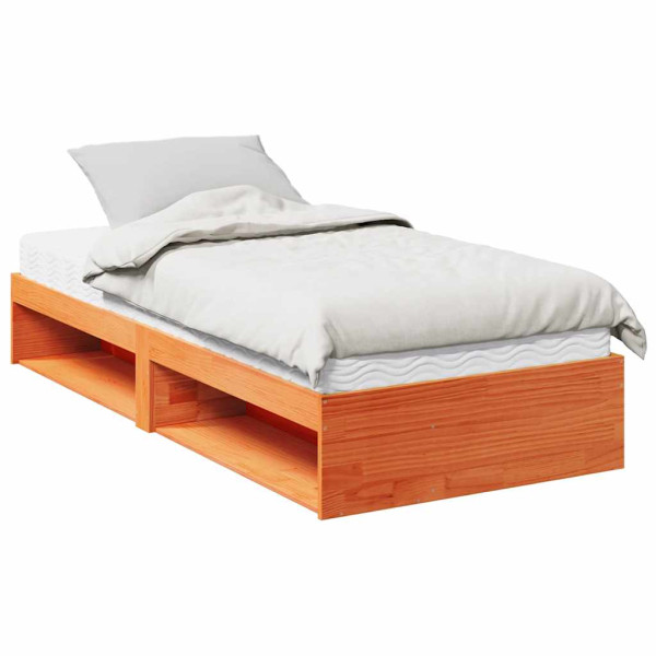 Łóżko Drewniane Rama Łóżka Sofa Ze Stelażem Brązowa 80x200 cm