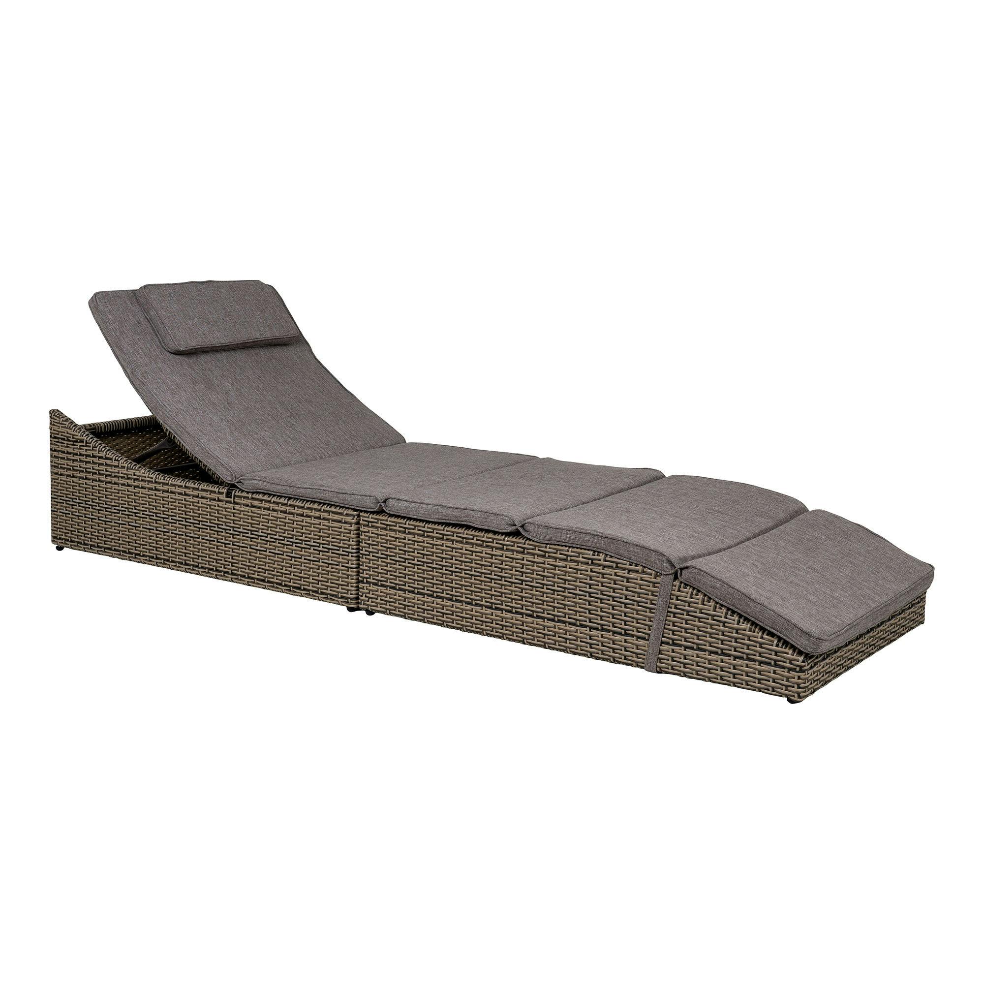 Bain de soleil inclinable en rotin synthétique gris MENDOZA