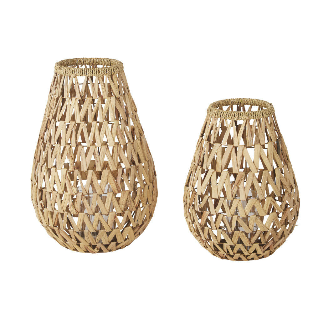 TAMARA - Lanternes en jacynthe d'eau et verre (x2)