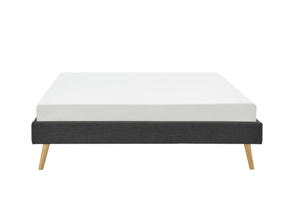 LORA - Cadre de lit avec sommier à lattes - Gris foncé - Largeur 140 cm