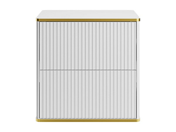 Meuble sous vasque suspendu strié liseré doré - Blanc - L60 cm - KELIZA