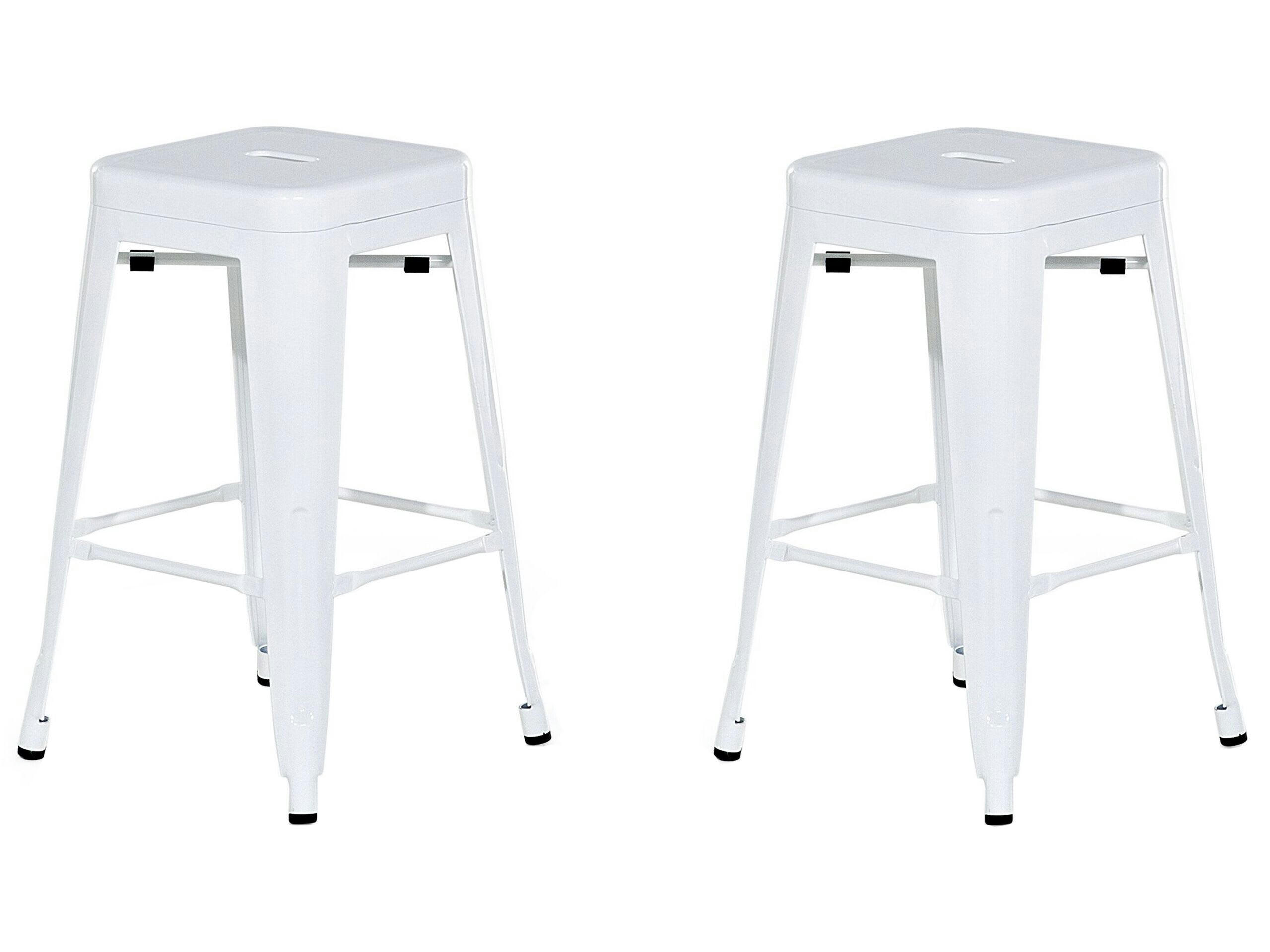 CABRILLO - 2 tabourets de bar blanc de 60 cm