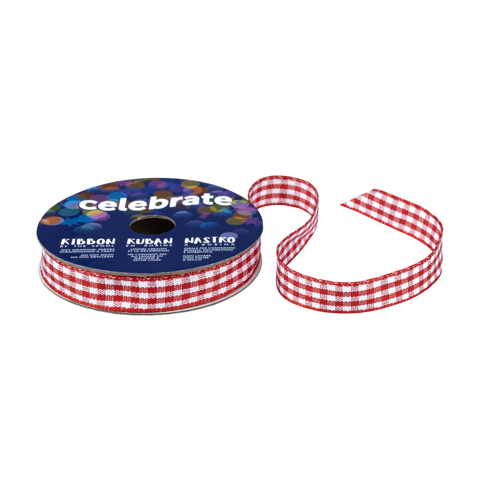 Red Gingham Ribbon 9mm x 5m