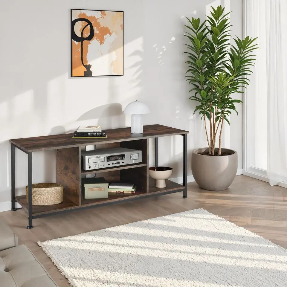 tectake TV-meubel met 4 open vakken en verstelbare plank