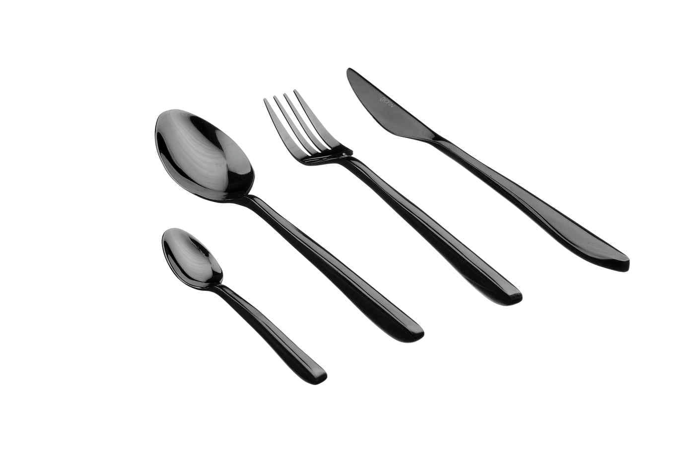 NUDE - Lot de 24 couverts de table en inox noir