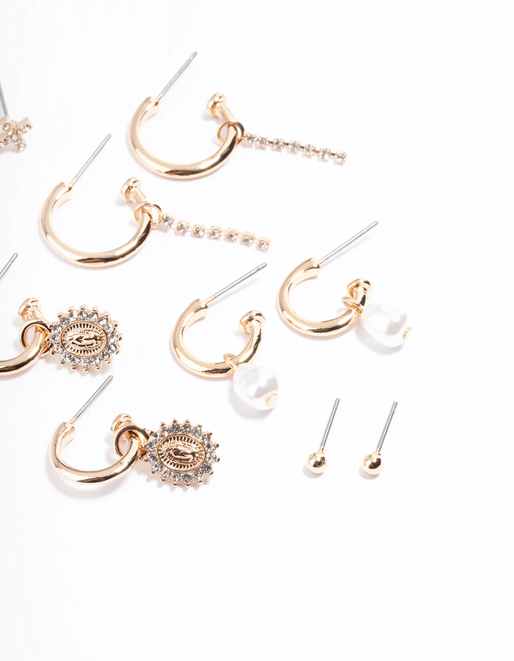 Gold Diamante Cross Mixed Stud & Earring Pack