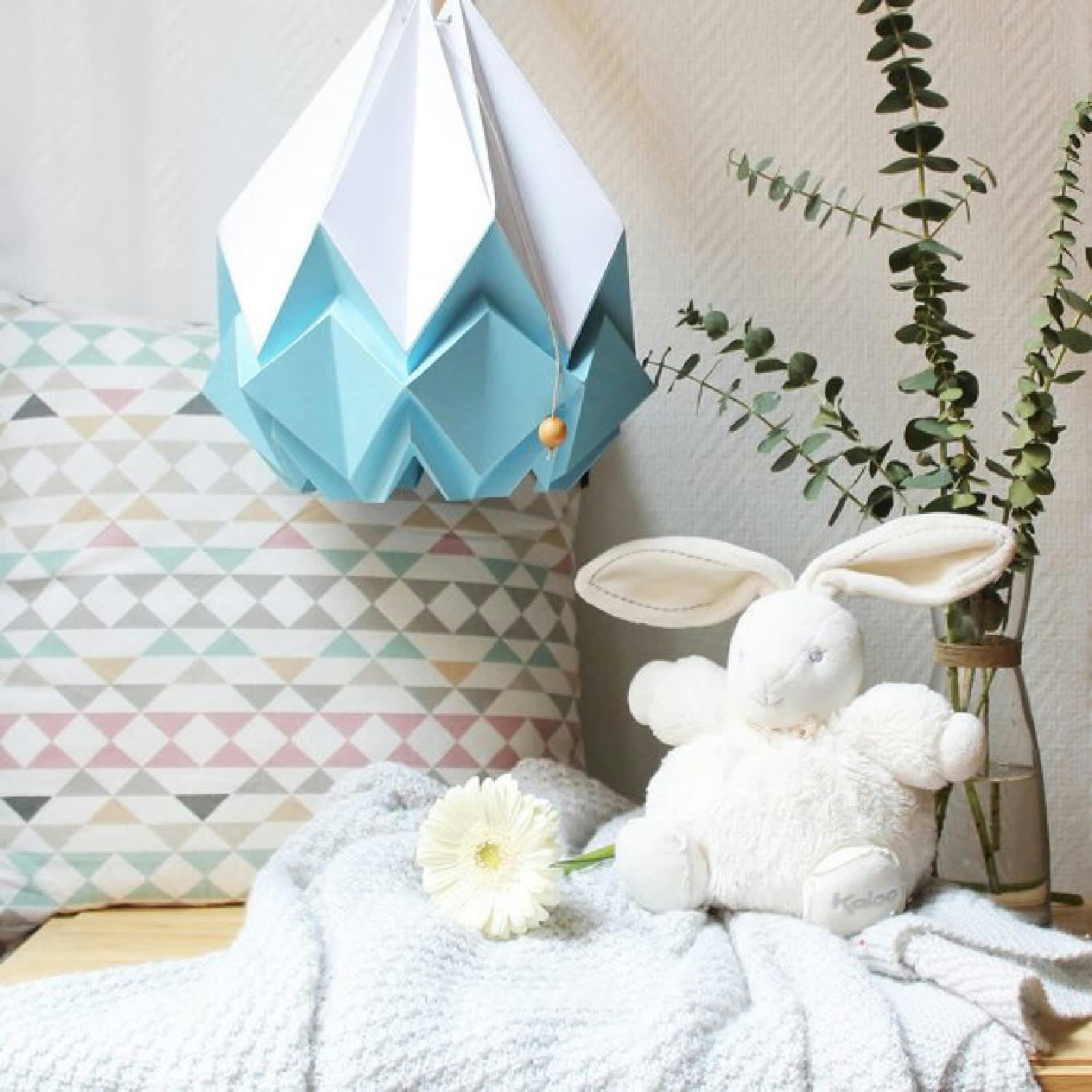 HANAHI - Suspension origami bicolore en papier taille L