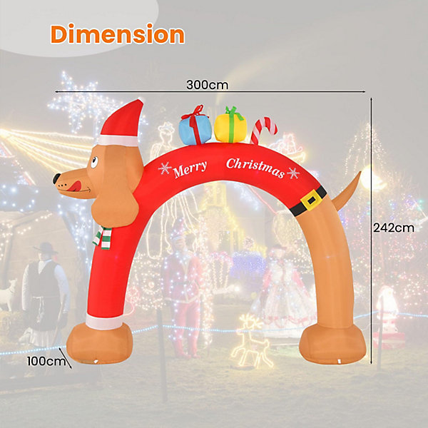Arche de Noël Gonflable Géante 242 x 80 x 300CM avec Lumières LED, Souffleur Intégrée, Cordes et Piquets