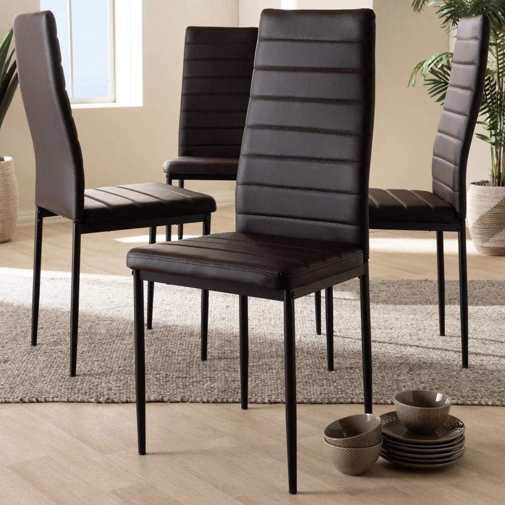Modern Faux Leather Dining Chair 4-Piece Set by Baxton Studio