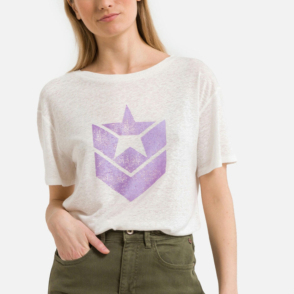 T-shirt col rond manches courtes logo devant