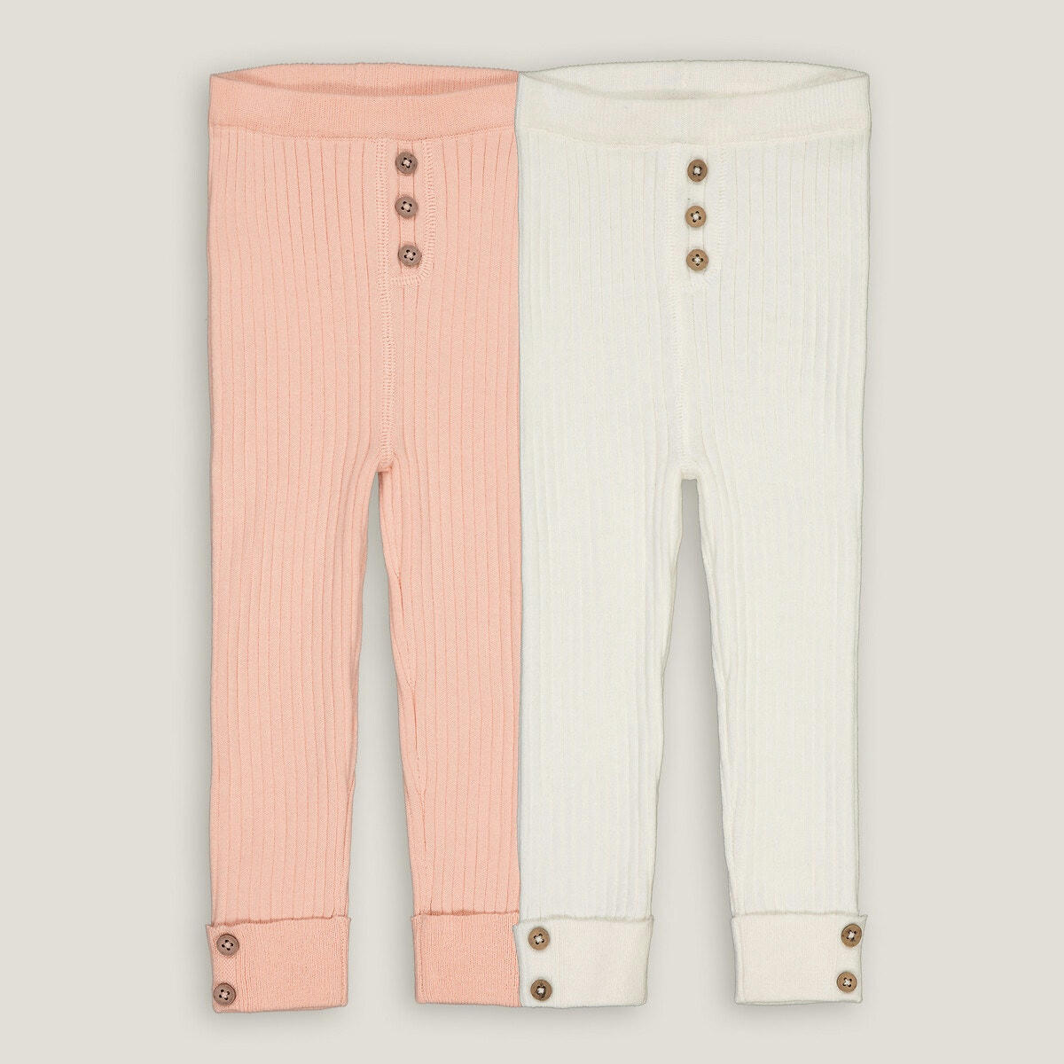 Lot de 2 leggings unis en côtes