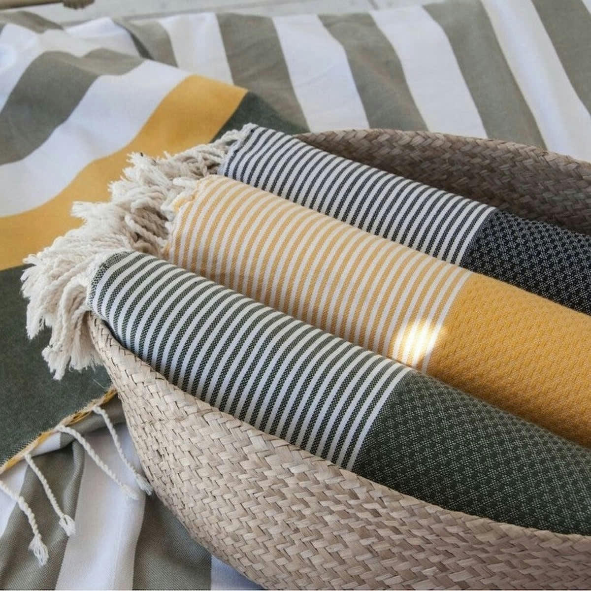 IBIZA - Fouta coton  100x200 jaune safran