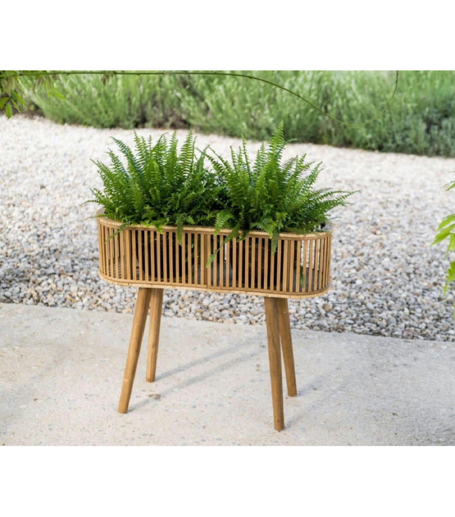 BAMBOU - Support pot plante en rotin et bambou