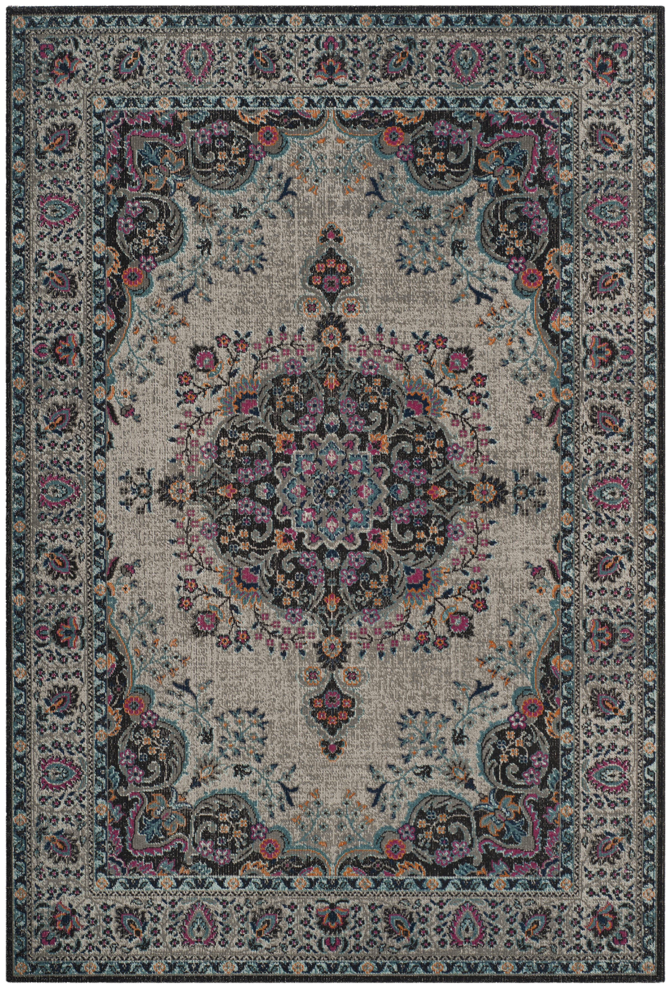 ARTISAN - Tapis de salon interieur en gris & fuchsia, 201 x 274 cm