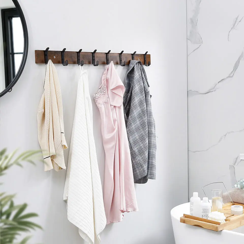 Lange Muur Kapstok - Retro School Kapstok - Bruin - 88 cm Lang