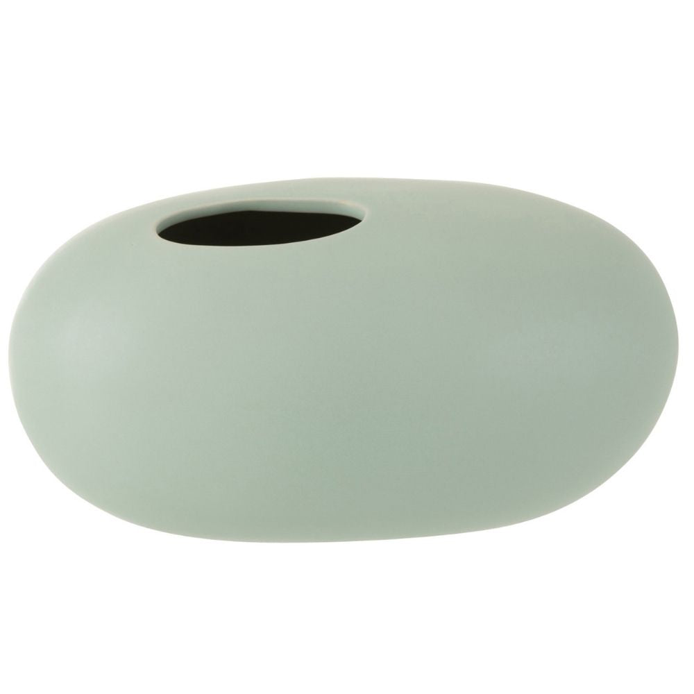 J-Line vaas Ovaal - keramiek - pastel groen - large - Ø 15 cm