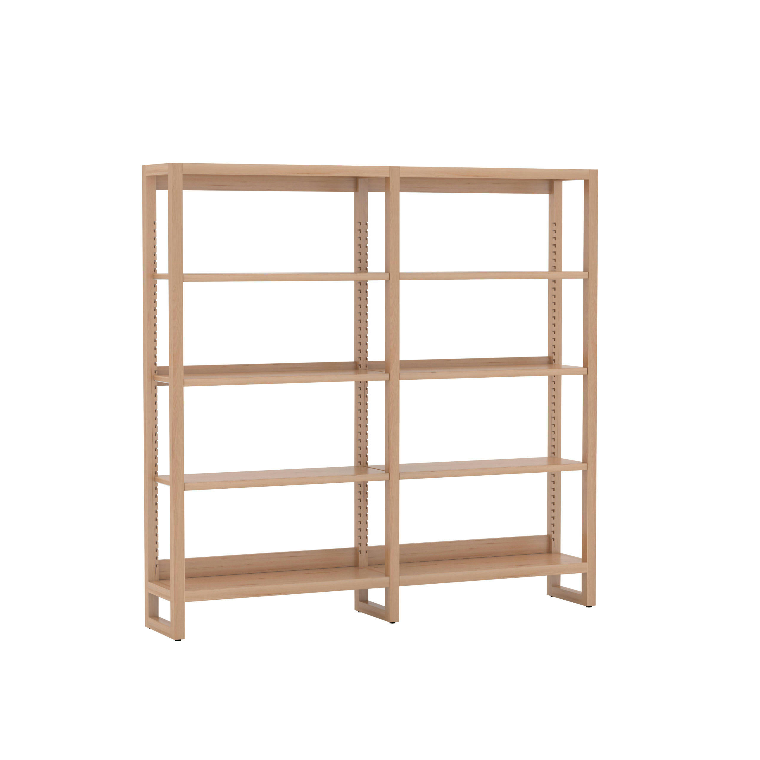 SELVA - Bibliothèque double ouverte en hêtre, tablettes réglables