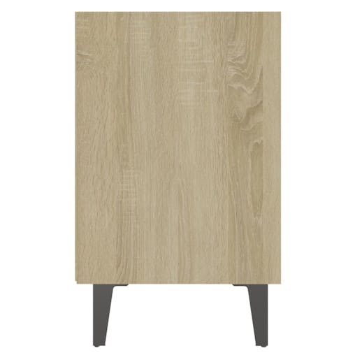 NNEVL Bed Cabinets Metal Legs 2 pcs Sonoma Oak and White 40x30x50 cm