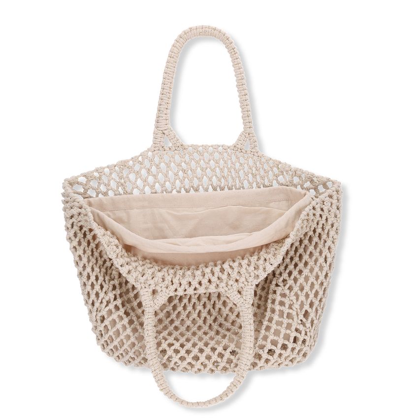 Manfield Beige gevlochten shopper