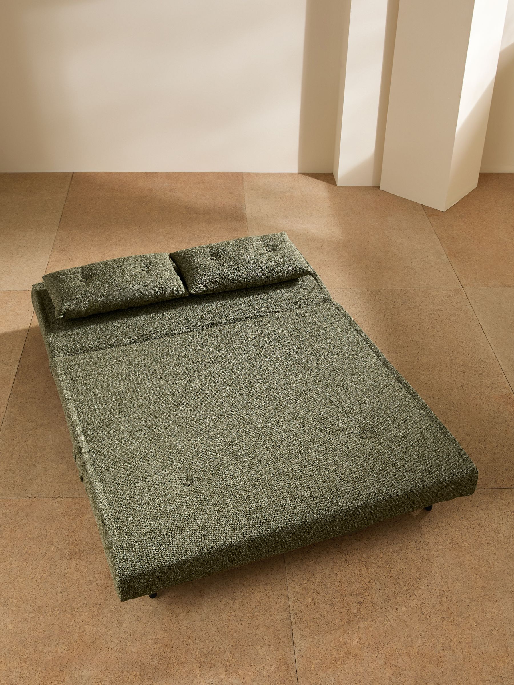 Regular Haru 2 Seater Sofa Bed in Forrest Green Pax Boucle