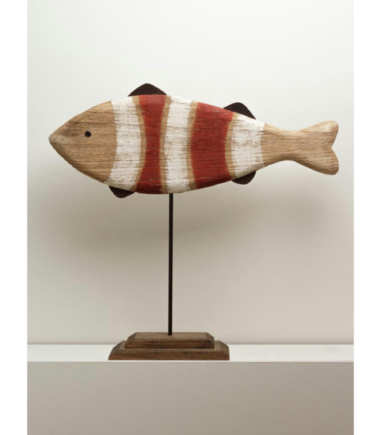 CLOWN - Statue déco à poser en bois et métal poisson clown L58,5cm