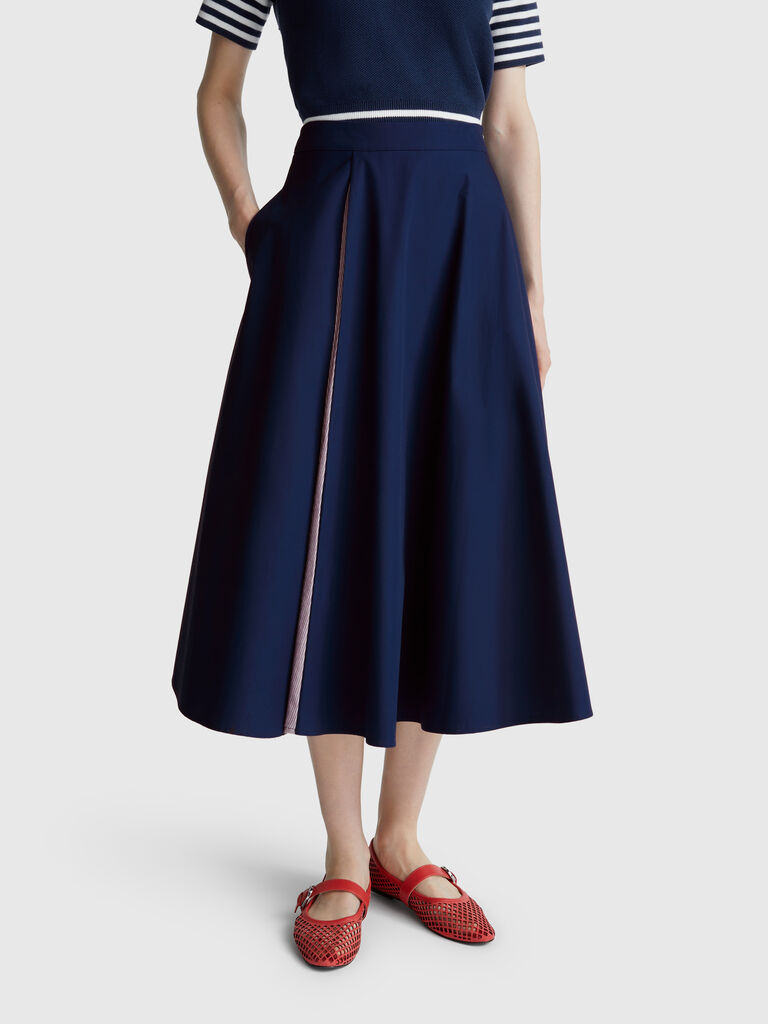 Midi skirt with stripe insert