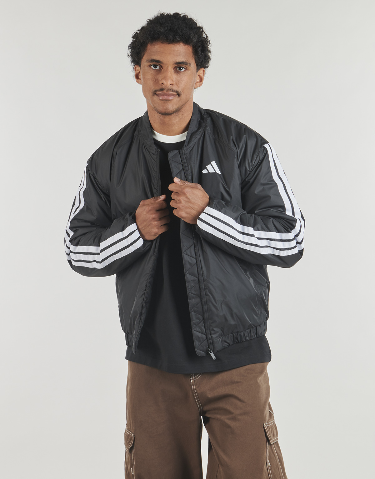 adidas - Essentials CLIMAWARM 3-Stripes Insulated Bomber Jackets - Black / White