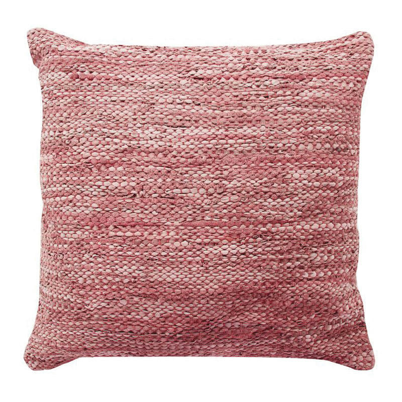 SKIN - Coussin en cuir tressé rose poudré 45x45