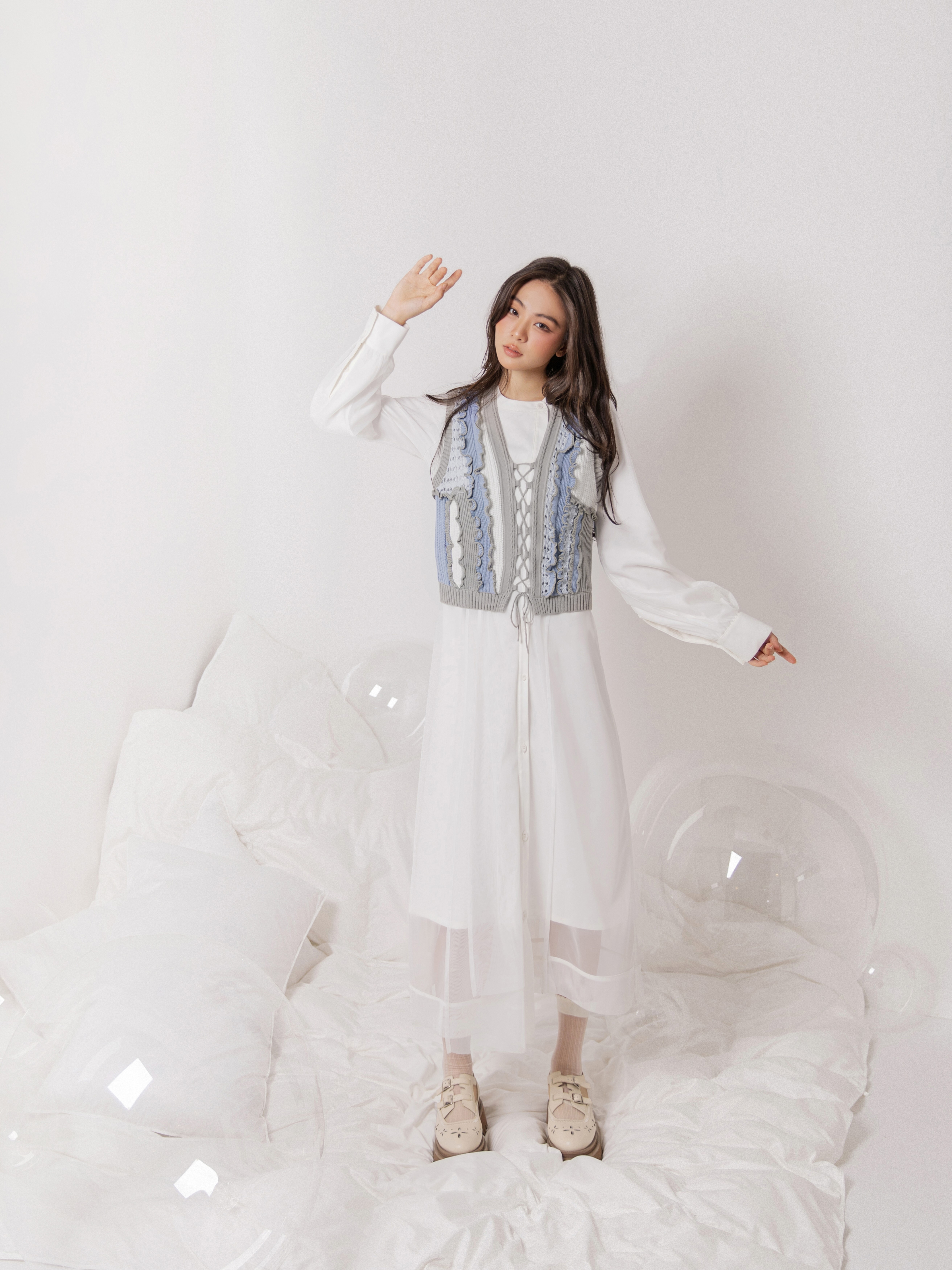 Lace-up Knitted Vest - 26SDJ062UL