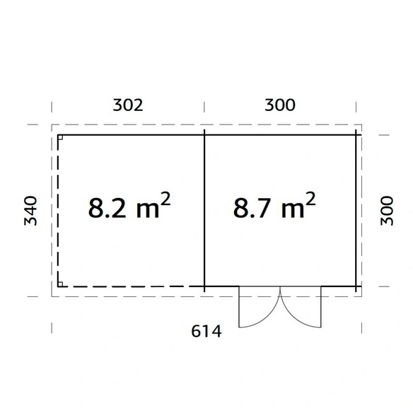 Gartenhaus »Ella«, Aufstellmaße BxTxH: 614 x 340 x 214 cm, lackiert, Holz