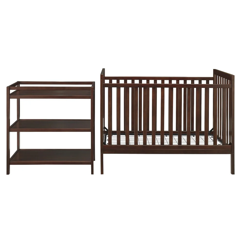 Baby Relax Ryder 2-in-1 Espresso Crib with Changing Table (Nursery In A Box)