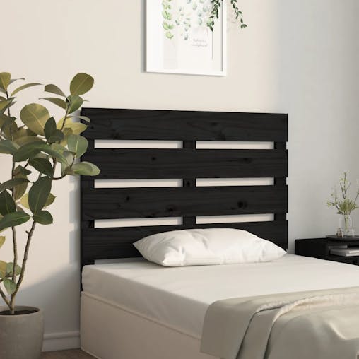 NNEVL Headboard Black 75x3x80 cm Solid Wood Pine