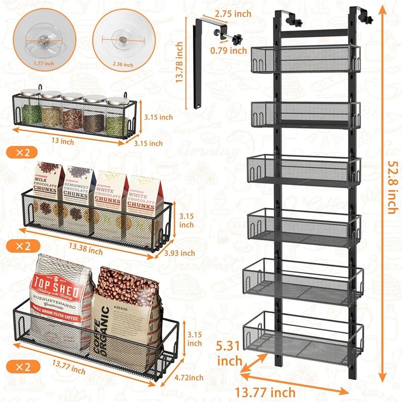 6-Tier Adjustable Metal Hanging Spice Rack - 5.31D x 13.77W x 52.8H