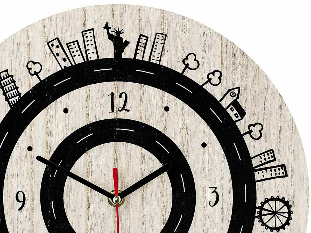 - Horloge enfant en bois beige et noir